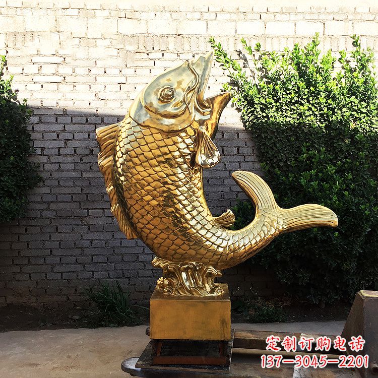 湖州鱼跃景观铜雕-纯铜铸造企业商场动物雕塑摆件