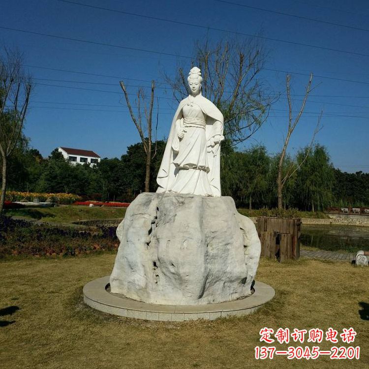 湖州虞姬石雕塑-公园历史名人楚汉时期美女雕像