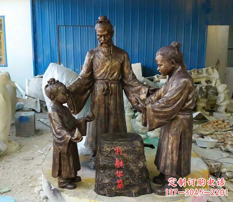 湖州寓言故事孔融让梨人物铜雕