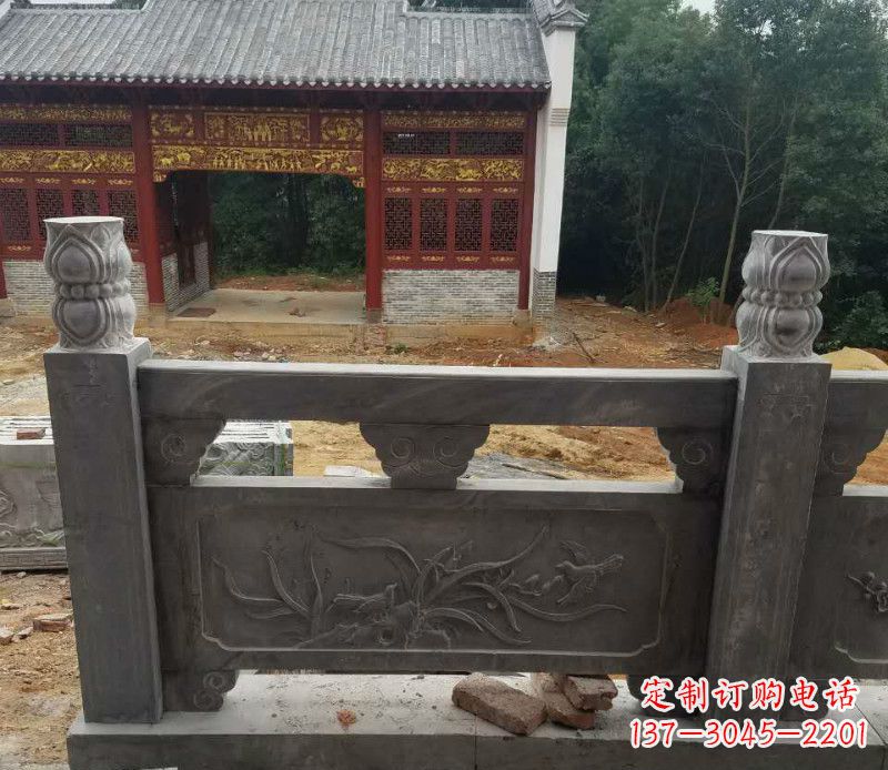 湖州园林仿古兰花石浮雕栏板景观石雕