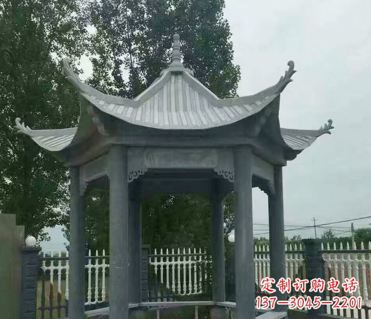 湖州园林仿古石凉亭景观石雕 (2)
