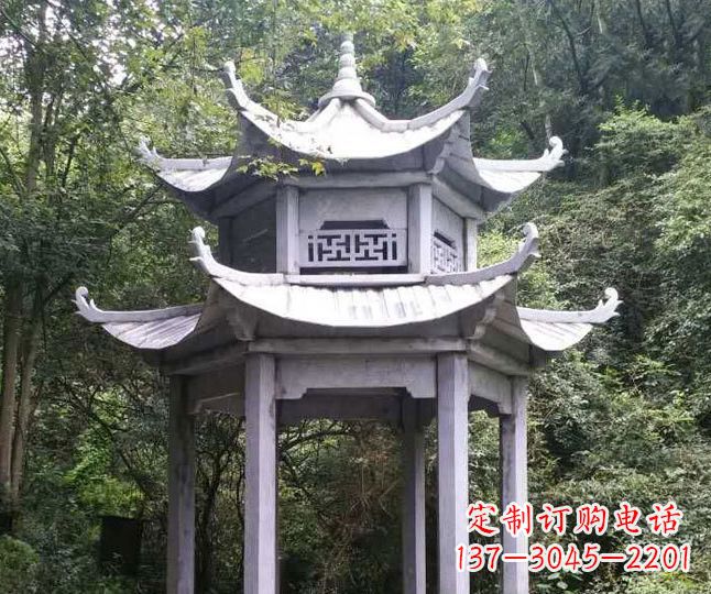 湖州园林仿古石凉亭景观石雕 (3)