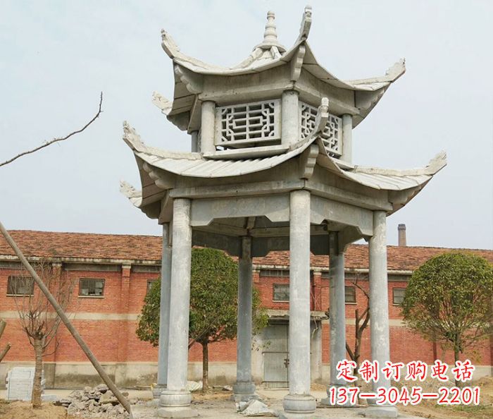 湖州园林仿古双层石雕凉亭 (2)