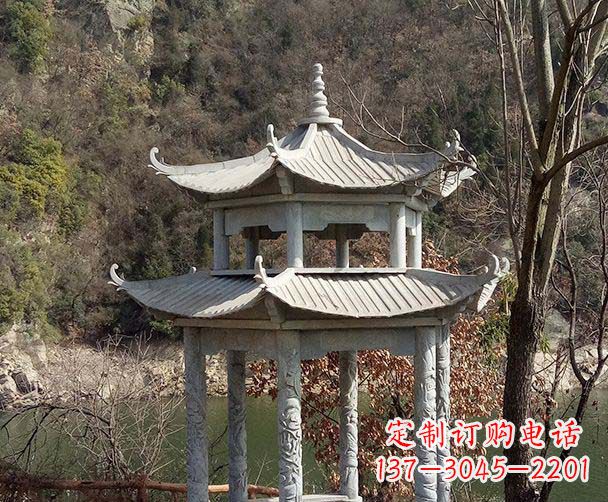 湖州园林仿古双层石雕凉亭