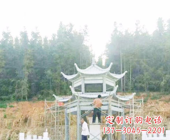 湖州园林仿古双层石凉亭景观石雕 (2)
