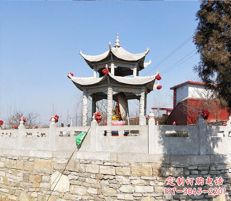 湖州园林仿古双层石凉亭景观石雕 (3)