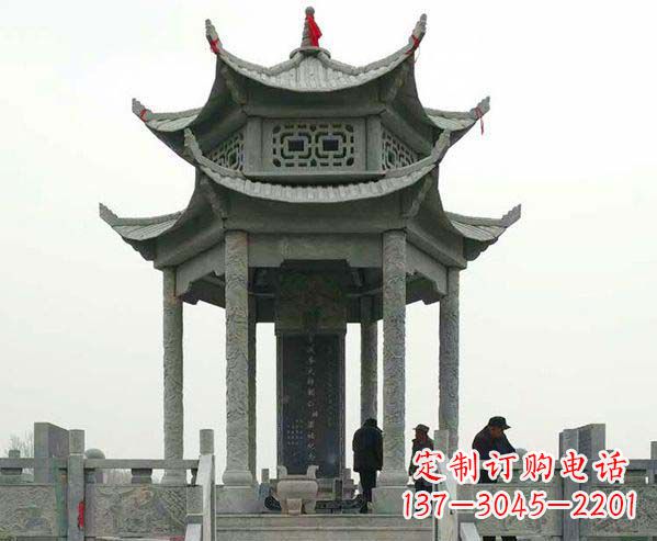湖州园林仿古双层石凉亭景观石雕