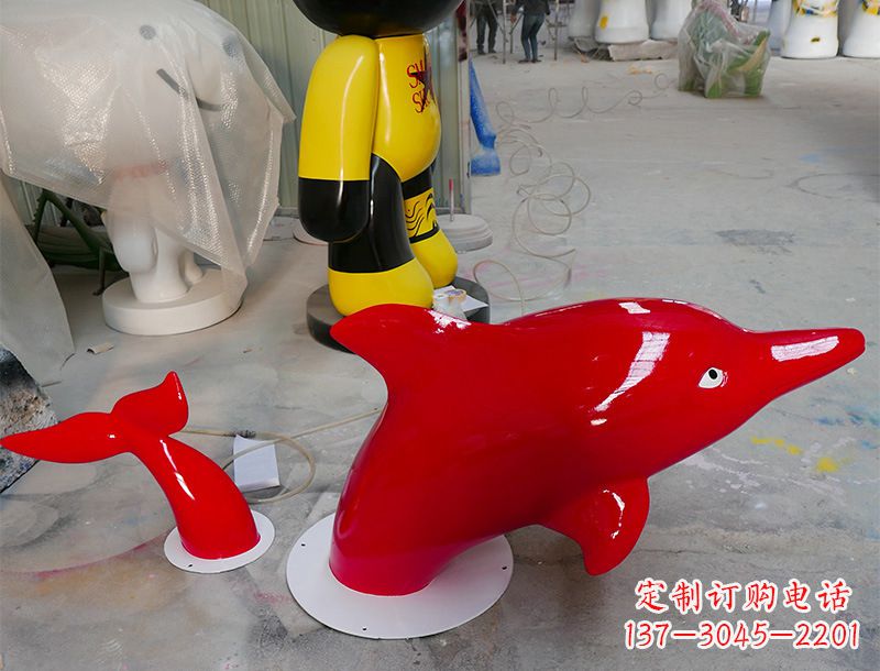 湖州园林广场创意海豚入水出水雕塑摆件