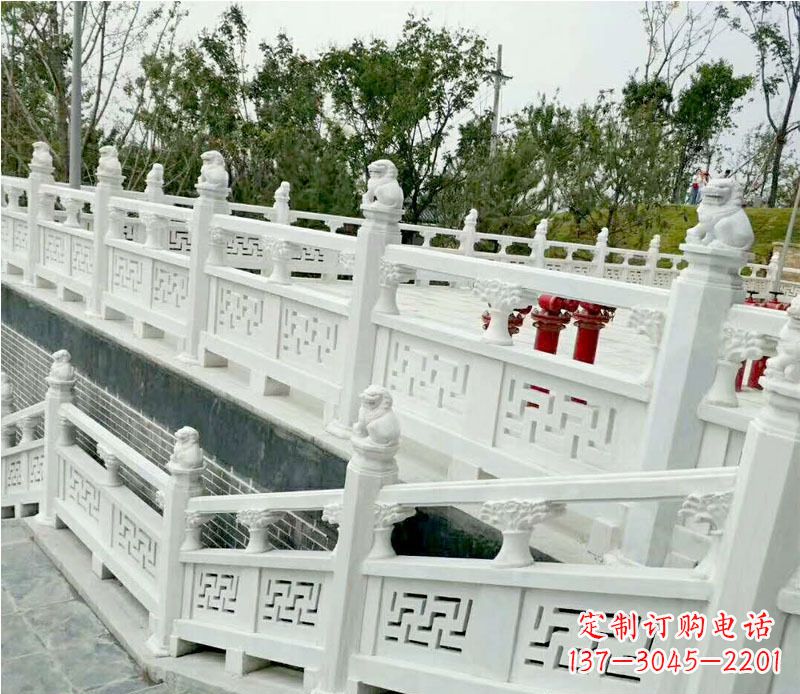 湖州园林汉白玉栏板景观石雕 (2)