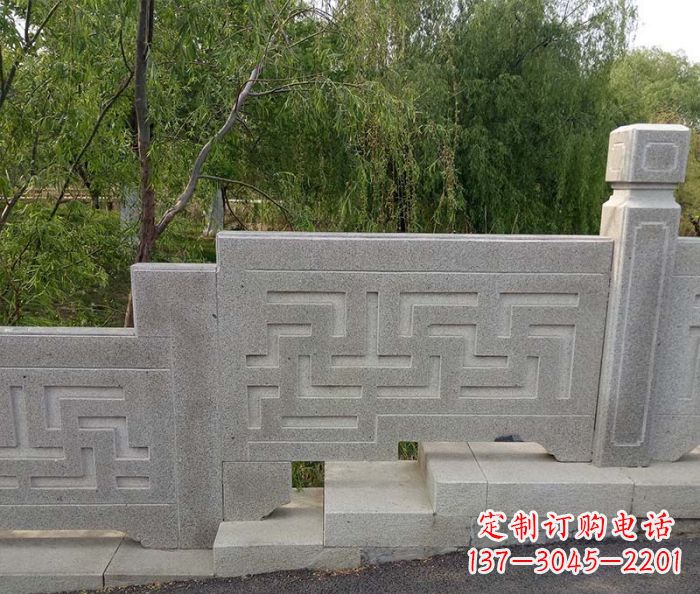 湖州园林景观大理石桥栏板石雕 (7)