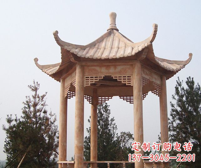 湖州园林景观单层石雕凉亭 (3)