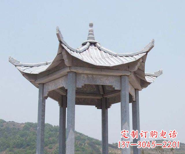 湖州园林景观单层石雕凉亭 (2)