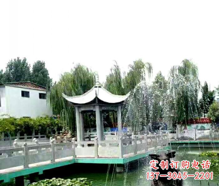 湖州园林景观单层六角石雕凉亭