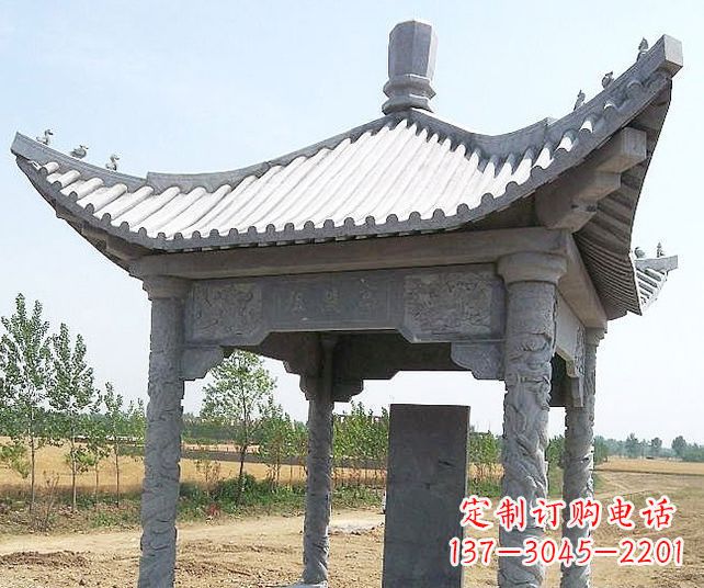 湖州园林景观单层石雕凉亭 (4)