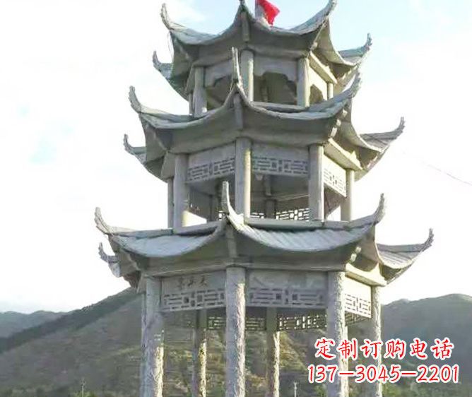 湖州园林景观多层凉亭石雕 (3)