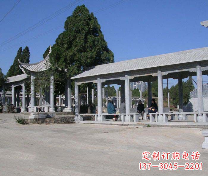 湖州园林景观仿古石雕长廊凉亭 (2)