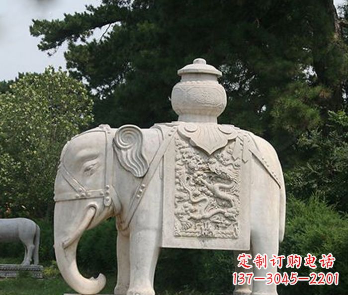 湖州园林景观驮宝大象石雕