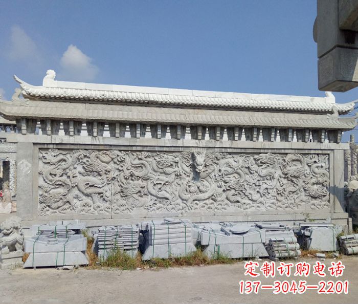 湖州园林九龙壁石雕影壁 (3)