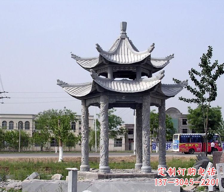 湖州园林双层仿古凉亭石雕