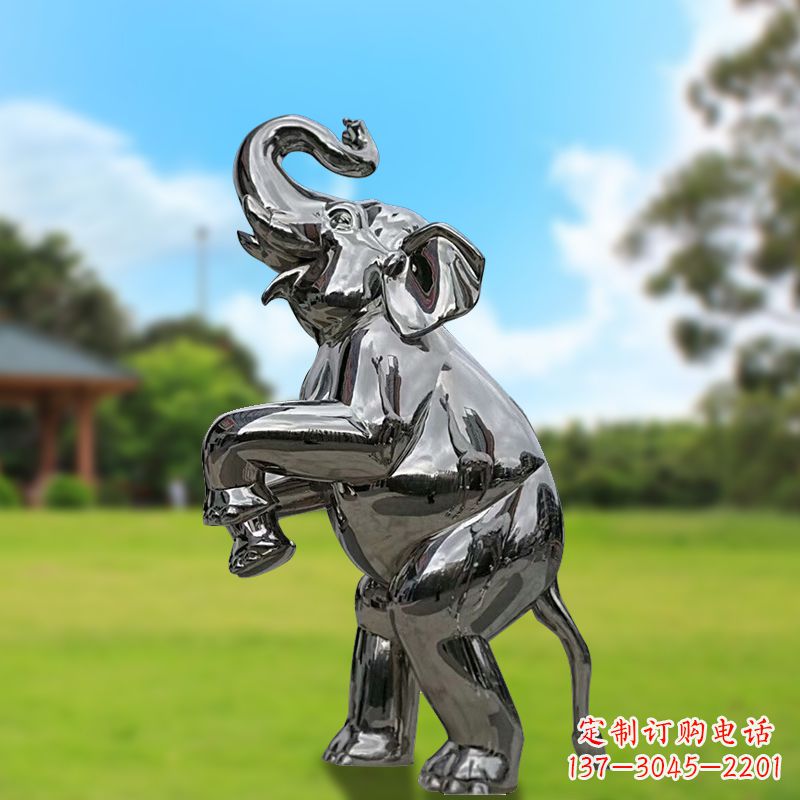 湖州站立的不锈钢小象雕塑