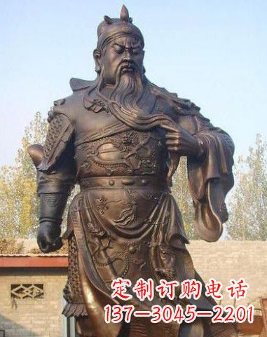 湖州站立的关公铜像
