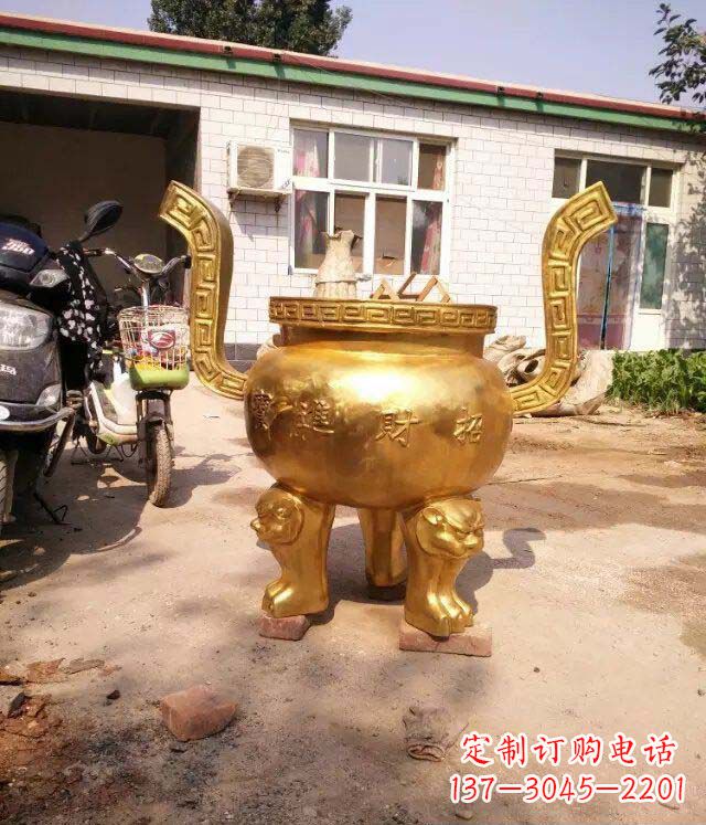 湖州招财进宝香炉寺庙铜雕