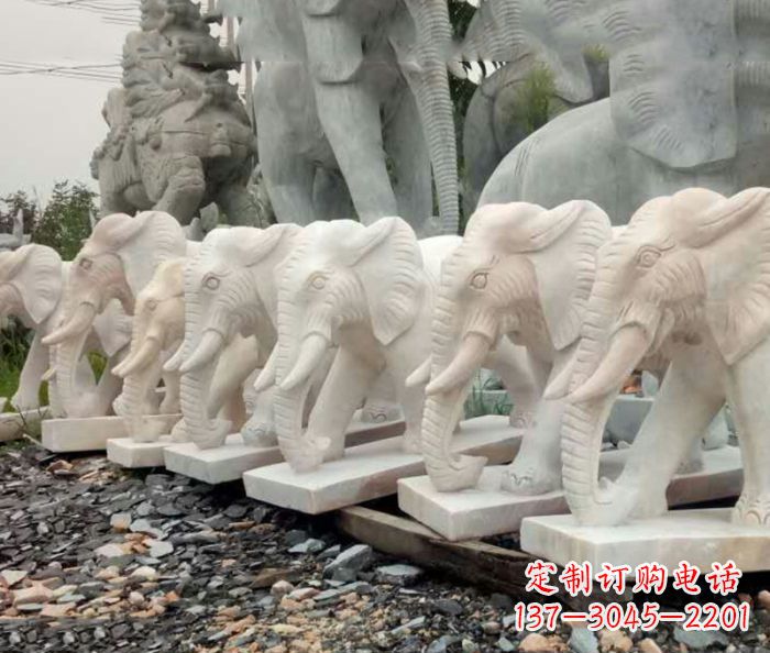 湖州招财晚霞红大象石雕 (3)