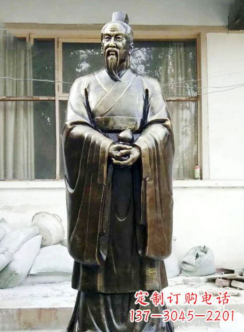 湖州中国古代名医扁鹊铸铜雕像半身像