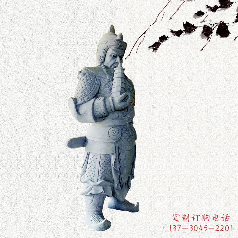 湖州中国古代神话中的托塔天王石雕塑