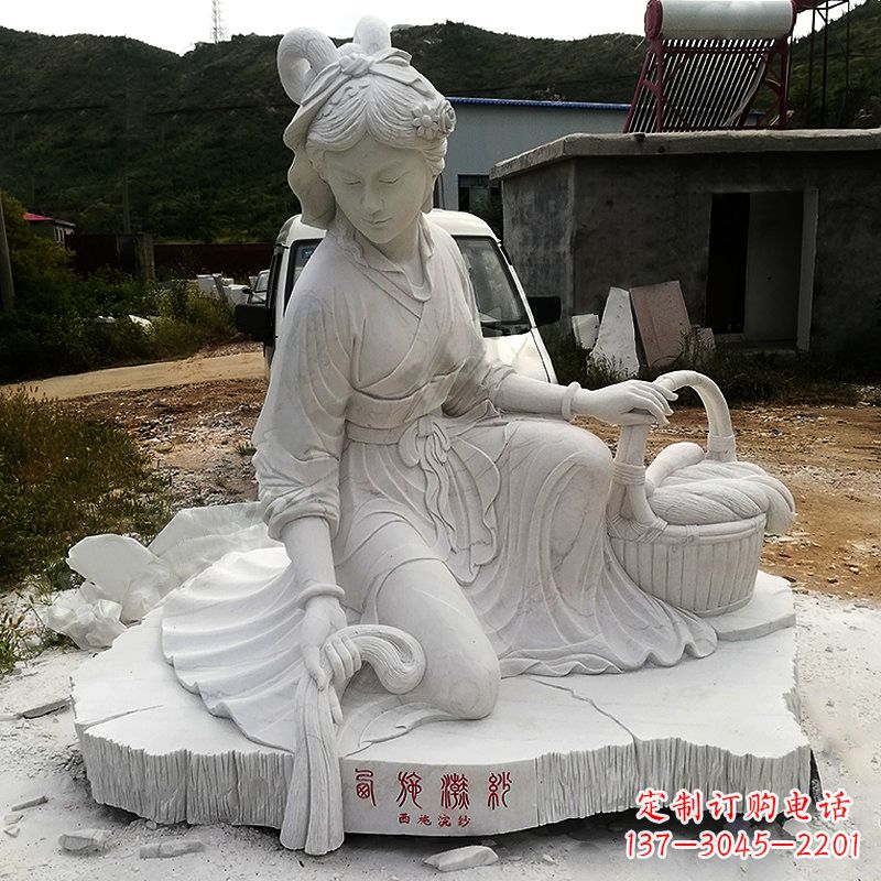 湖州中国古代四大美女之西施汉白玉石雕塑