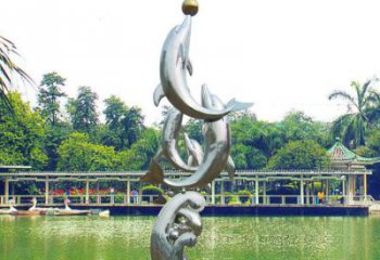 湖州戏球不锈钢海豚雕塑-园林水景动物景观