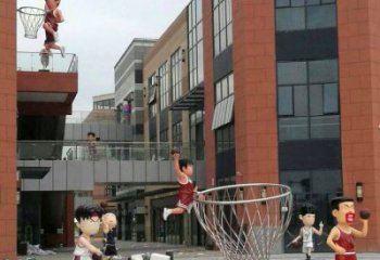 湖州校园卡通人物打篮球雕塑