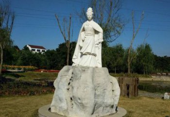 湖州虞姬石雕塑-公园历史名人楚汉时期美女雕像