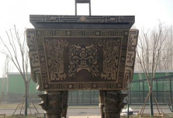 湖州园林广场大型铜方鼎铸铜司母戊鼎景观雕塑