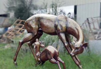 湖州园林铜雕母子鹿雕塑
