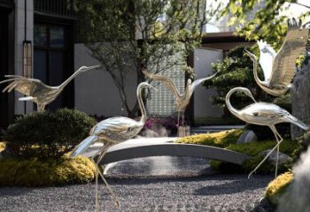 湖州园林装饰仙鹤不锈钢雕塑