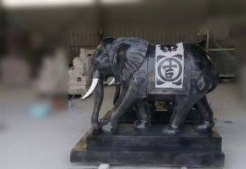 湖州中国黑石材大象雕塑
