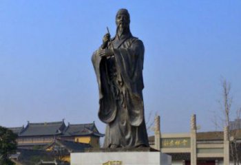 湖州中国历史名人元末明初画家诗人倪瓒铜雕塑像