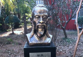 湖州中国历史名人战国时期著名爱国诗人屈原铸铜头像雕塑