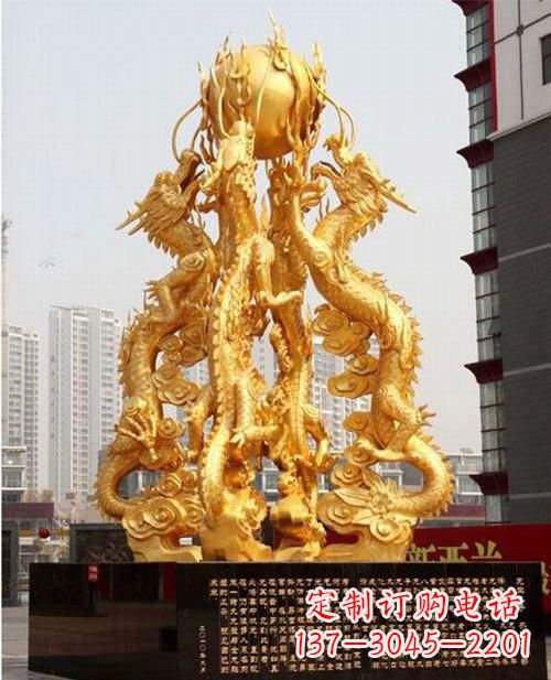 湖州铸铜四龙戏珠雕塑
