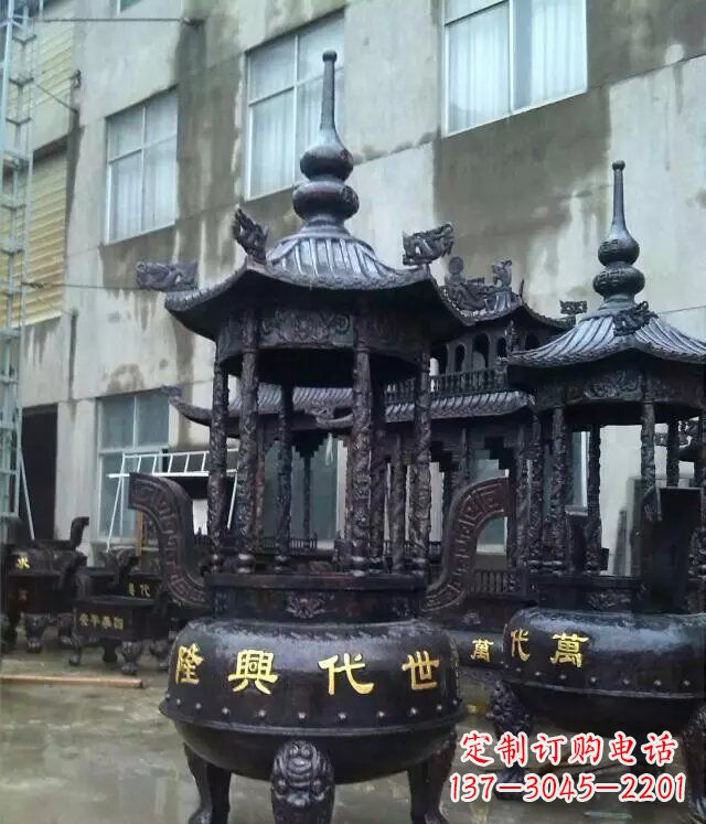 湖州铸铜寺庙香炉铜雕 (3)