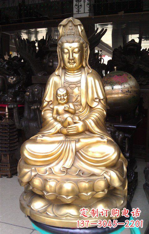 湖州铸铜送子观音雕塑