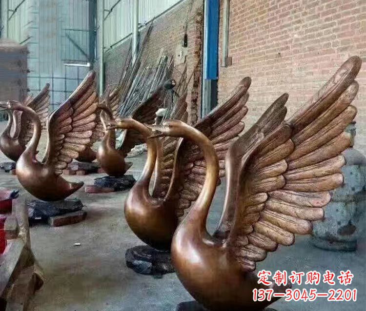 湖州铸铜天鹅喷水动物喷泉雕塑