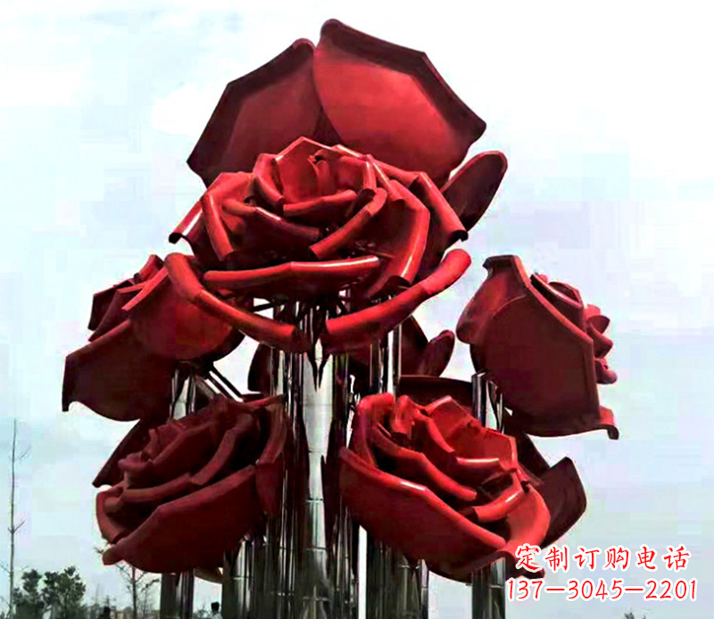 湖州大型不锈钢玫瑰花雕塑