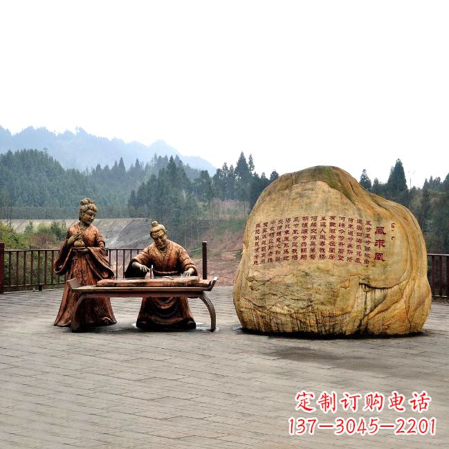 湖州卓文君与司马相如凤求凰公园景观雕塑-历史典故人物情景雕塑