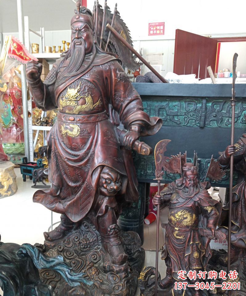 湖州宗教庙宇关公武财神铜雕