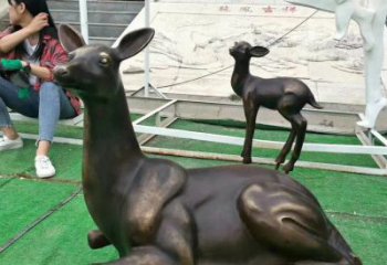 湖州铸铜广场动物鹿雕塑 