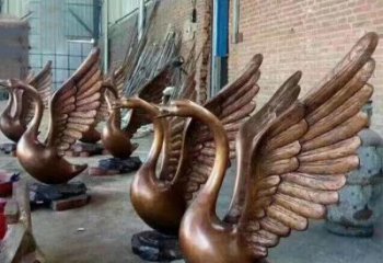 湖州铸铜天鹅喷水动物喷泉雕塑